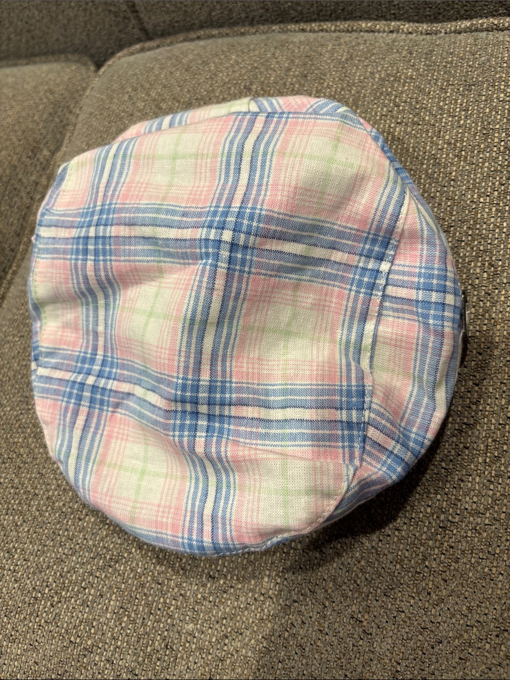 Janie and Jack Pastel Plaid Cotton Beret - Pink, Blue & Green